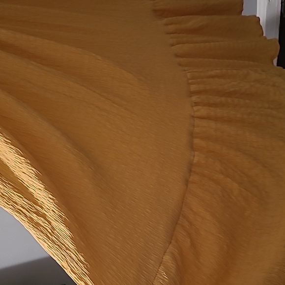 Womens Large Elegant Yellow Ruffle Tiered Long Maxi Dress Deep V-neck Backless - Picture 6 of 13